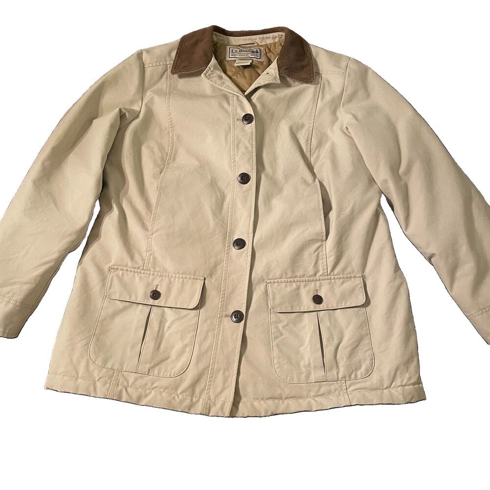 VTG L.L. Bean Adirondack Barn Coat Jacket Corduroy Insulated Chore M Brown Tan